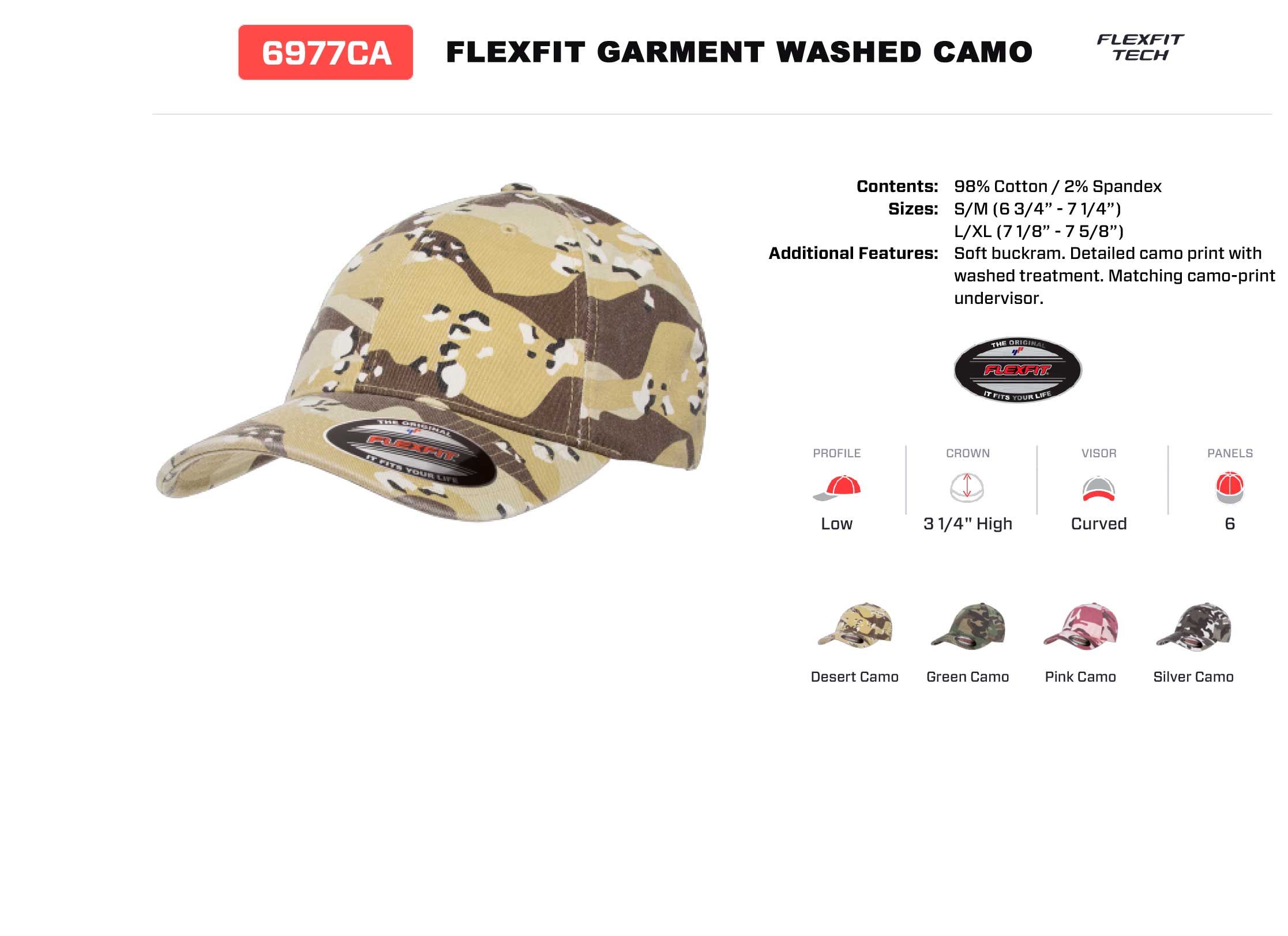 Flexfit Garment Washed Camo mit Lederpatch braun